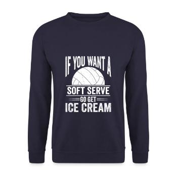 Funny Volleyball Soft Serve - Unisex Pullover - Navy - Vorne - Alina (178cm) & Michal (187cm)