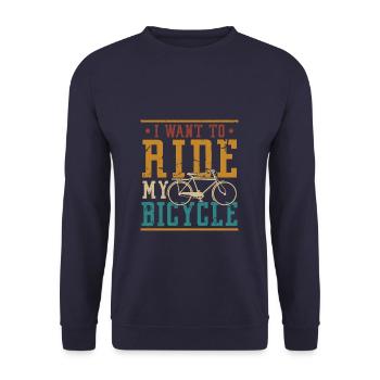 I Like Riding My Bicycle - Unisex Pullover - Navy - Vorne - Alina (178cm) & Michal (187cm)