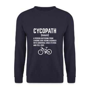 Funny Bicycle Cyclist - Unisex Pullover - Navy - Vorne - Alina (178cm) & Michal (187cm)