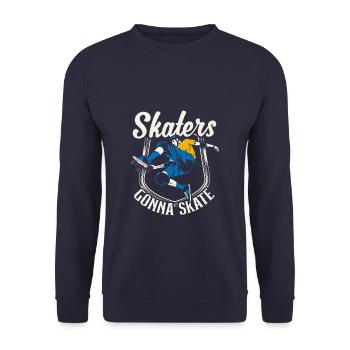 Skateboard Skaters Gonna Skate - Unisex Pullover - Navy - Vorne - Alina (178cm) & Michal (187cm)