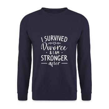 I Survived Divorce & I Am Stronger After - Unisex Pullover - Navy - Vorne - Alina (178cm) & Michal (187cm)