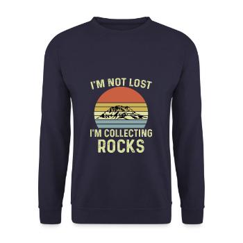 I'm Not Lost I'm Collecting Rocks - Unisex Pullover - Navy - Vorne - Alina (178cm) & Michal (187cm)