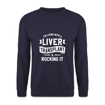I'm Living With A Liver Transplant & Rocking It - Unisex Sweatshirt - navy - Front - Alina (178cm) & Michal (187cm)