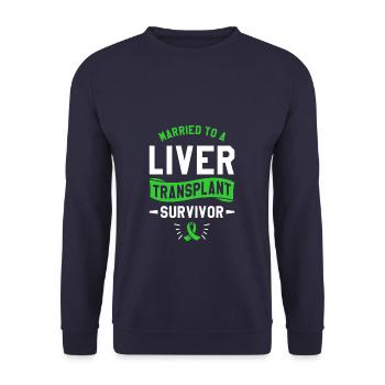 Married To A Liver Transplant Survivor Surgery - Unisex Sweatshirt - navy - Front - Alina (178cm) & Michal (187cm)