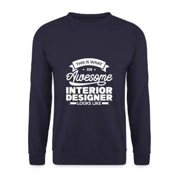 This Is What An Awesome Interior Designer Looks - Unisex Pullover - Navy - Vorne - Alina (178cm) & Michal (187cm)