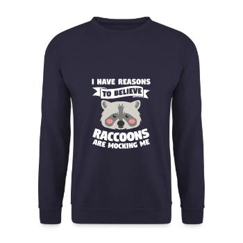 I Have Reasons To Believe Raccoons Are Mocking Me - Unisex Sweatshirt - navy - Front - Alina (178cm) & Michal (187cm)