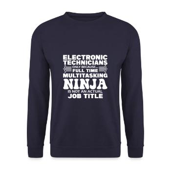 Electronic Technicians Only Because Full Time - Unisex Pullover - Navy - Vorne - Alina (178cm) & Michal (187cm)