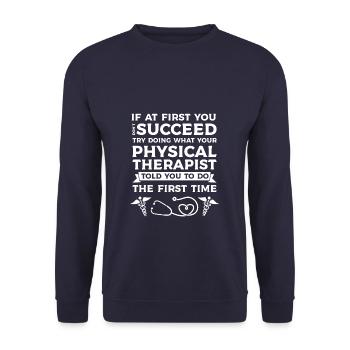 Try Doing What Your Physical Therapist Told You To - Unisex Pullover - Navy - Vorne - Alina (178cm) & Michal (187cm)