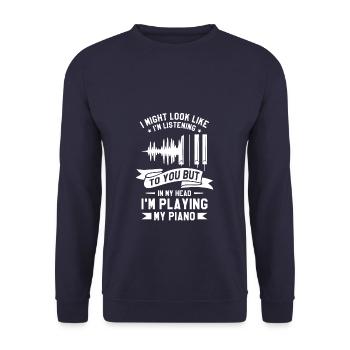But In My Head I'm Playing My Piano Pianist - Unisex Sweatshirt - navy - Front - Alina (178cm) & Michal (187cm)