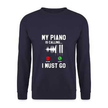 My Piano Is Calling And I Must Go Pianist - Unisex Pullover - Navy - Vorne - Alina (178cm) & Michal (187cm)