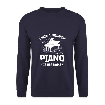 I Have A Therapist Piano Is Her Name Keyboard - Unisex Sweatshirt - navy - Front - Alina (178cm) & Michal (187cm)