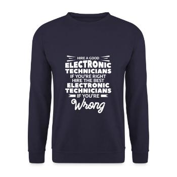 Hire The Best Electronic Technicians If You're - Unisex Pullover - Navy - Vorne - Alina (178cm) & Michal (187cm)