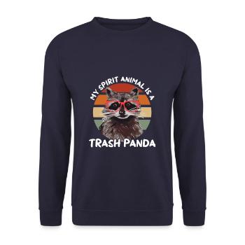 Funny Cute Raccoon Trashy Panda - Unisex Pullover - Navy - Vorne - Alina (178cm) & Michal (187cm)