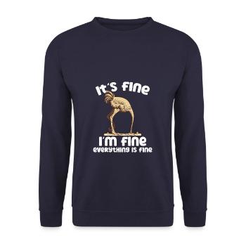 Funny Ostrich Its Fine - Unisex Pullover - Navy - Vorne - Alina (178cm) & Michal (187cm)
