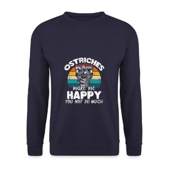 Cute Ostriches Making Us Happy - Unisex Pullover - Navy - Vorne - Alina (178cm) & Michal (187cm)