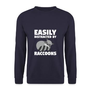 Easily Distracted By Raccoons Raccoon Lover - Unisex Pullover - Navy - Vorne - Alina (178cm) & Michal (187cm)