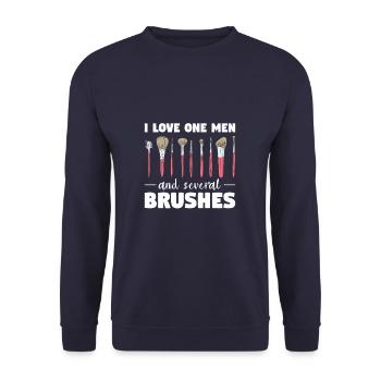 I Love One Men And Several Brushes Makeup - Unisex Sweatshirt - navy - Front - Alina (178cm) & Michal (187cm)