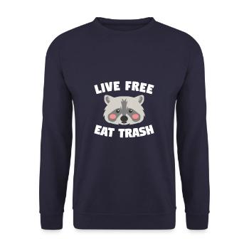 Live Free Eat Trash Raccoons Raccoon Lover - Unisex Pullover - Navy - Vorne - Alina (178cm) & Michal (187cm)