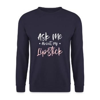 Ask Me About My Lipstick Makeup Artist - Unisex Pullover - Navy - Vorne - Alina (178cm) & Michal (187cm)