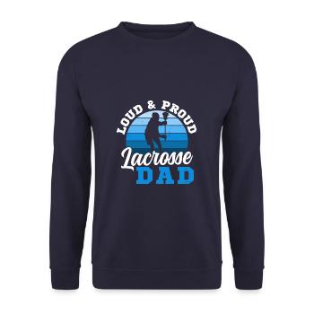 Proud Lax Dad - Unisex Pullover - Navy - Vorne - Alina (178cm) & Michal (187cm)