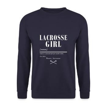 Lax Girl Brave Awesome - Unisex Pullover - Navy - Vorne - Alina (178cm) & Michal (187cm)