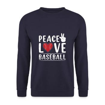 Peace Love Baseball - Unisex Pullover - Navy - Vorne - Alina (178cm) & Michal (187cm)
