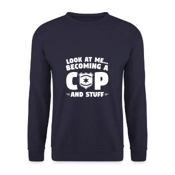 Looking At Me Becoming A Cop And Stuff Police - Unisex Sweatshirt - navy - Front - Alina (178cm) & Michal (187cm)