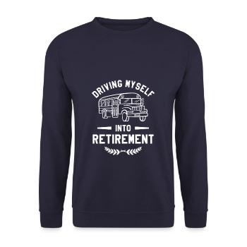 Driving Myself Into Retirement School Bus Driver - Unisex Pullover - Navy - Vorne - Alina (178cm) & Michal (187cm)