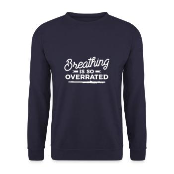 Breathing Is So Overrated Flute Flutist - Unisex Pullover - Navy - Vorne - Alina (178cm) & Michal (187cm)