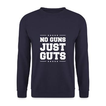 No Guns Just Guts Correction Prison Correctional O - Unisex Pullover - Navy - Vorne - Alina (178cm) & Michal (187cm)