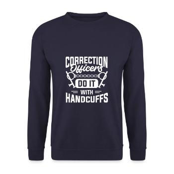 Correction Officer Do It With Handcuffs Correction - Unisex Sweatshirt - navy - Front - Alina (178cm) & Michal (187cm)