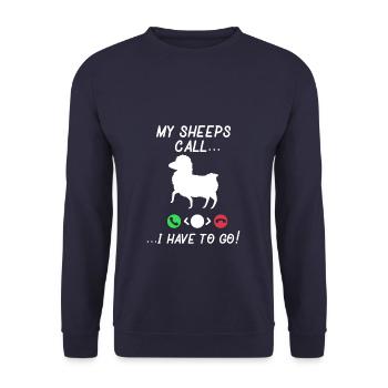Funny My Sheep Calls - Unisex Pullover - Navy - Vorne - Alina (178cm) & Michal (187cm)
