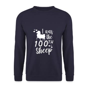 Funny I Was The 100th Sheep - Unisex Pullover - Navy - Vorne - Alina (178cm) & Michal (187cm)