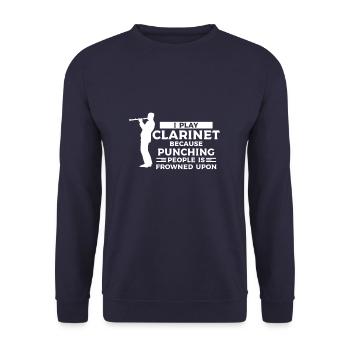 I Play Clarinet Because Punching People Is Frowned - Unisex Sweatshirt - navy - Front - Alina (178cm) & Michal (187cm)
