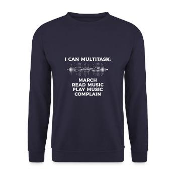 I Can Multitask March Read Music Play Music - Unisex Pullover - Navy - Vorne - Alina (178cm) & Michal (187cm)