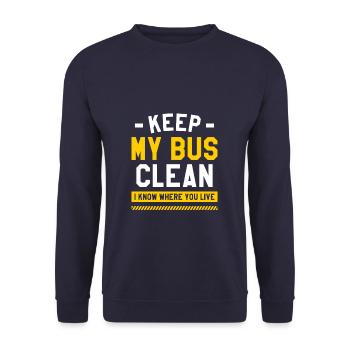 Keep My Bus Clean I Know Where You Live School Bus - Unisex Sweatshirt - navy - Front - Alina (178cm) & Michal (187cm)