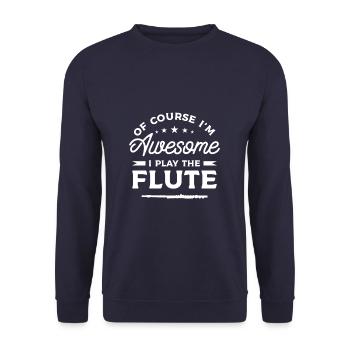 Breathing Is So Overrated Flute Flutist - Unisex Pullover - Navy - Vorne - Alina (178cm) & Michal (187cm)