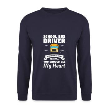 If You Think My Hands Are Full See My Heart Bus - Unisex Sweatshirt - navy - Front - Alina (178cm) & Michal (187cm)