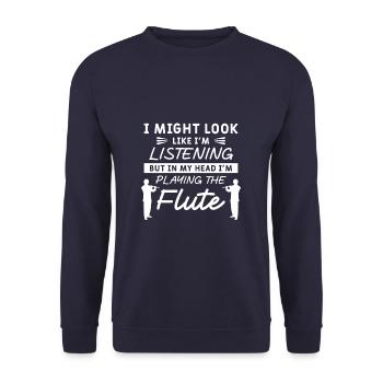 In My Head I'm Playing The Flute Flutist - Unisex Pullover - Navy - Vorne - Alina (178cm) & Michal (187cm)