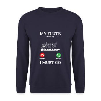 My Flute Is Calling I Must Go Flutist - Unisex Pullover - Navy - Vorne - Alina (178cm) & Michal (187cm)