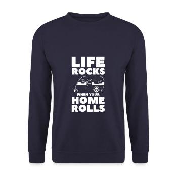 La vie bascule quand votre maison roule Road Trip Travel A - Sweat-shirt Unisexe - marine - Devant - Alina (178cm) & Michal (187cm)