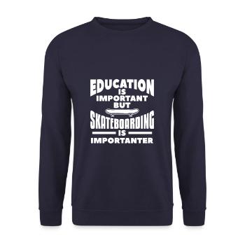 Education Is Important But Skateboarding Is Import - Unisex Pullover - Navy - Vorne - Alina (178cm) & Michal (187cm)