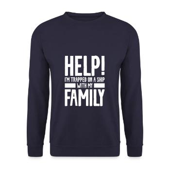Aidez-moi, je suis piégé sur un bateau avec mes vacances en famille - Sweat-shirt Unisexe - marine - Devant - Alina (178cm) & Michal (187cm)