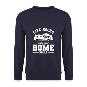 La vie bascule lorsque votre maison roule Road Trip Voyage A - Sweat-shirt Unisexe - marine - Devant - Alina (178cm) & Michal (187cm)