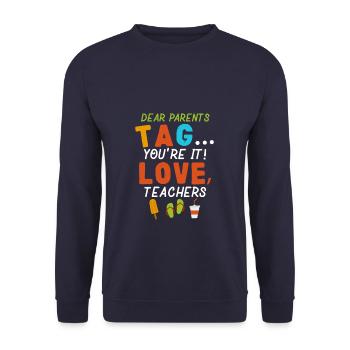 Funny Dear Parents You're Tag Love Teachers - Unisex Pullover - Navy - Vorne - Alina (178cm) & Michal (187cm)