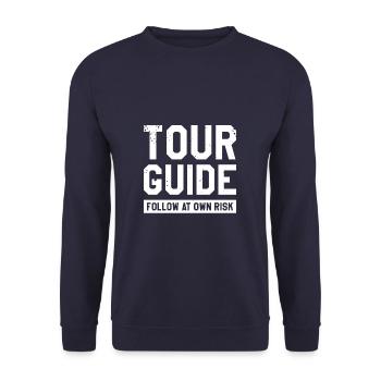 Tour Guide Follow At Own Risk - Unisex Pullover - Navy - Vorne - Alina (178cm) & Michal (187cm)