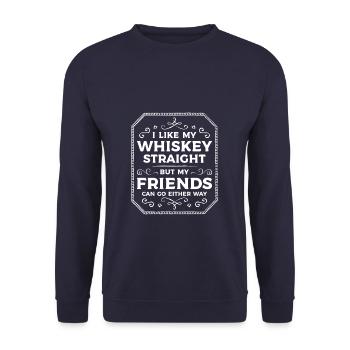 J'aime mon whisky directement mais mes amis peuvent y aller - Sweat-shirt Unisexe - marine - Devant - Alina (178cm) & Michal (187cm)