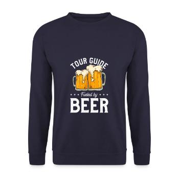 Tour Guide Fueled By Beer Tourist Guide Beer - Unisex Pullover - Navy - Vorne - Alina (178cm) & Michal (187cm)