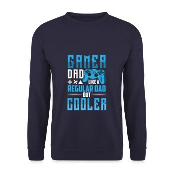 Funny Gamer Dad Like A Regular Dad But - Unisex Pullover - Navy - Vorne - Alina (178cm) & Michal (187cm)