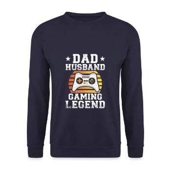Dad Husband Gaming Legend - Unisex Pullover - Navy - Vorne - Alina (178cm) & Michal (187cm)
